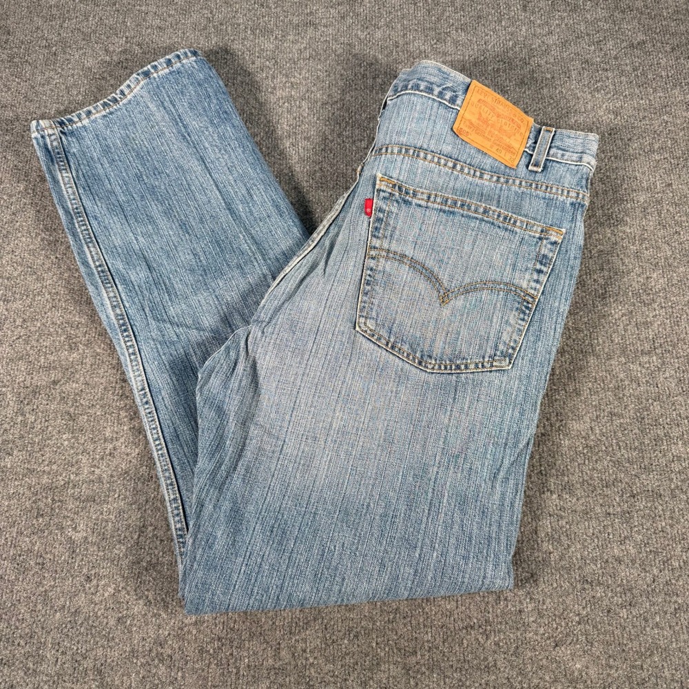 Levis 505 Regular Fit Straight Leg Jeans Light Wash Blue Denim 40x32 #4266